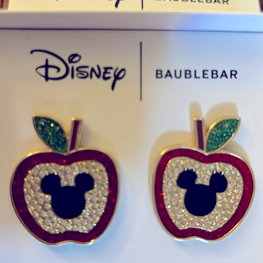 Disney BAUBLEBAR Mickey Mouse Apple Back to School Teacher Earrings NEW